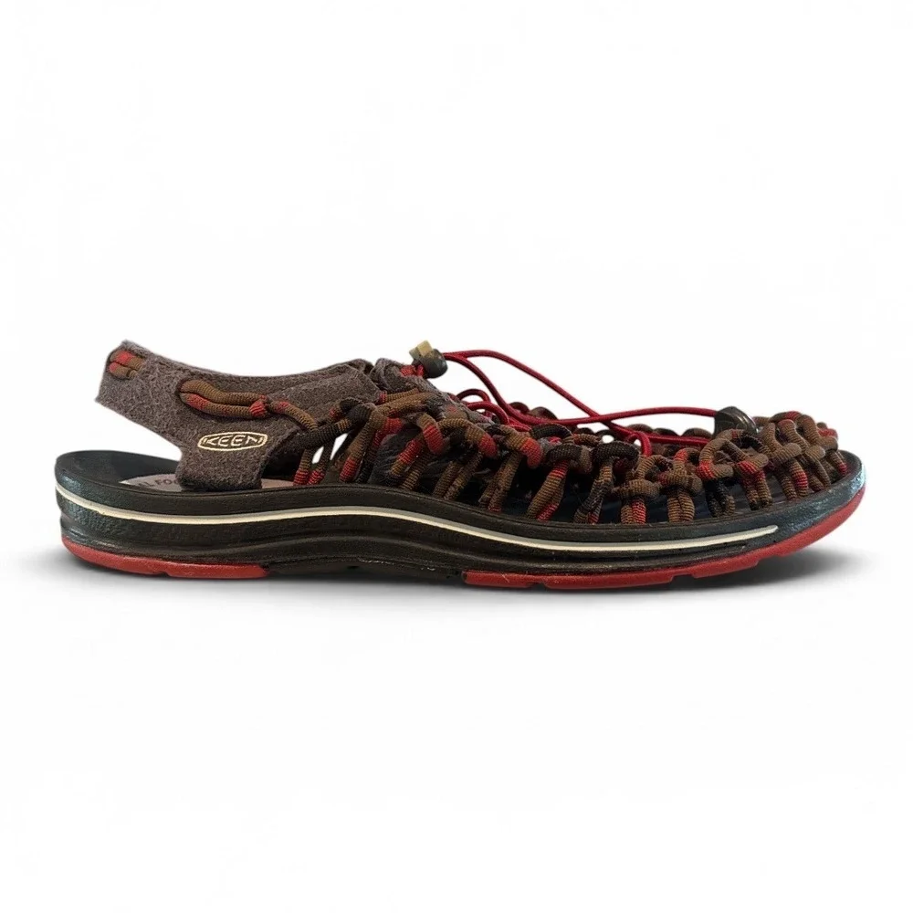 Keen Uneek Mens 8.5 Sandals Brown Red Corded Outdoor Water Shoes
